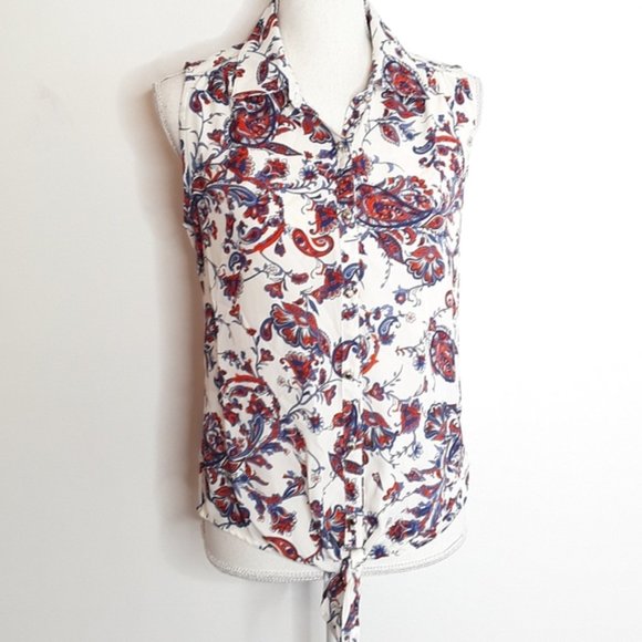 New York Collection Sleeveless Front Tie Blouse EUC sz MP - Picture 2 of 8
